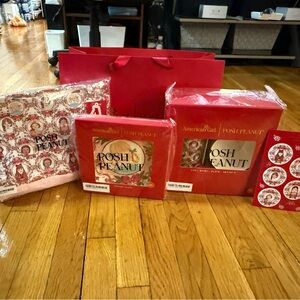 American Girl x Posh Peanut Set Kirsten Plate 3pc Dinnerware Stickers Apron Bag